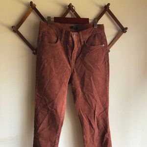 J. Crew 9" High Rise Toothpick Corduroy Pants Rust